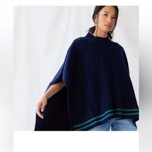 FREE PEOPLE HARBOR CABLE STRIPPED
PONCHO NAVY-One Size-NWT